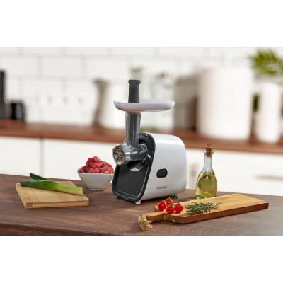 Купити Мясорубка Gorenje, 1500Вт, 1.9кг/мин, 2 решетк, насадка для колбас, 3 терки, пластик/металл, белый/черный (MG1500XG)