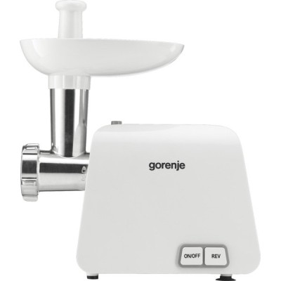 Мясорубка Gorenje, 1600Вт, 1.9кг/мин, 2 решетки, насадка для колбас, кеббе, пластик, белый (MG1602W)