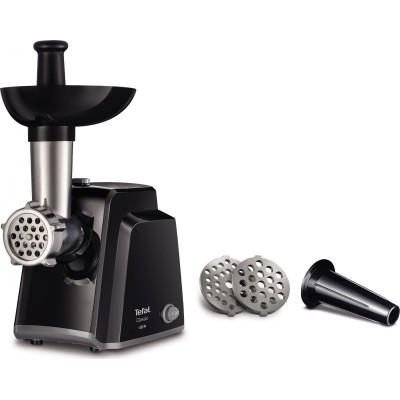 Мясорубка Tefal Classic, 1400Вт, 1.7кг/мин, 2 решетки, насадка для колбас, пластик, черный (NE105838)