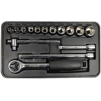Купити Набор головок торцевых Stanley, 1/4", трещотка, удлинители, Т-образный вороток, 15 ед. 