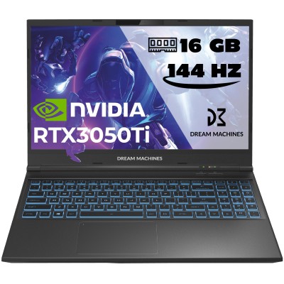 Ноутбук Dream Machines RG3050Ti-15 15.6FHD IPS, Intel i5-12500H, 16GB, F1TB, NVD3050Ti-4, DOS, черный (RG3050TI-15UA33)