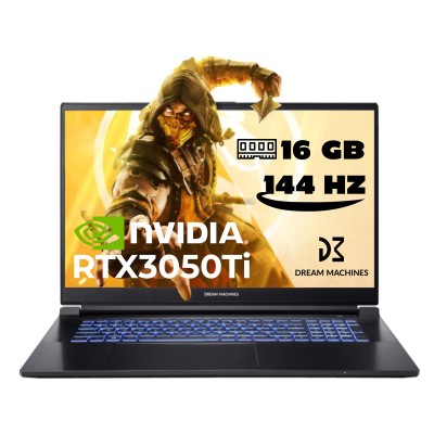 Ноутбук Dream Machines RG3050Ti-17 17.3FHD IPS, Intel i7-12700H, 16GB, F500GB, NVD3050Ti-4, DOS, черный (RG3050TI-17UA35)