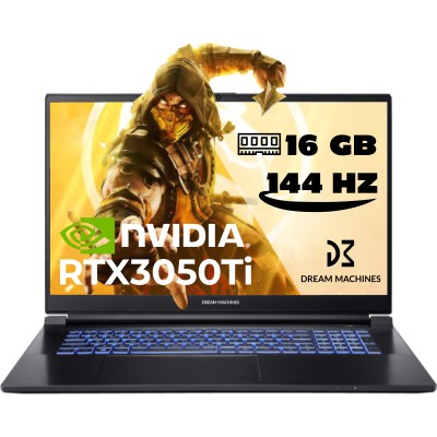 Ноутбук Dream Machines RG3050Ti-17 17.3FHD IPS, Intel i7-12700H, 16GB, F500GB, NVD3050Ti-4, DOS, черный (RG3050TI-17UA46)