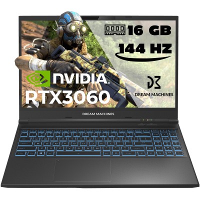 Ноутбук Dream Machines RG3060-15 15.6FHD IPS, Intel i5-12500H, 16GB, F1TB, NVD3060-6, DOS, черный (RG3060-15UA33)