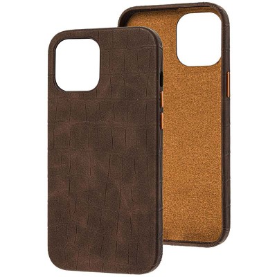 Кожаный чехол Croco Leather для Apple iPhone 13 Pro (6.1") Brown - 0