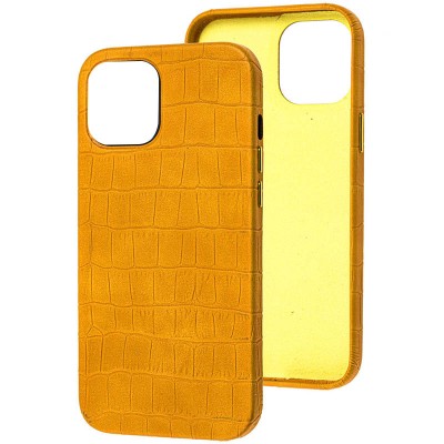 Кожаный чехол Croco Leather для Apple iPhone 13 Pro (6.1") Yellow - 0