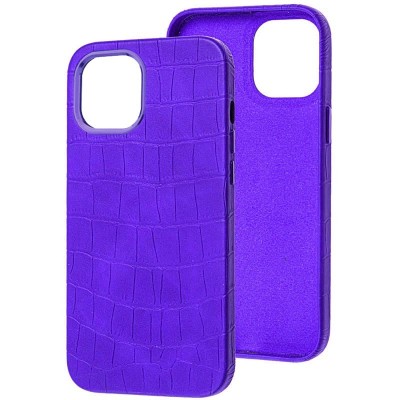 Кожаный чехол Croco Leather для Apple iPhone 14 Plus (6.7") Purple - 0