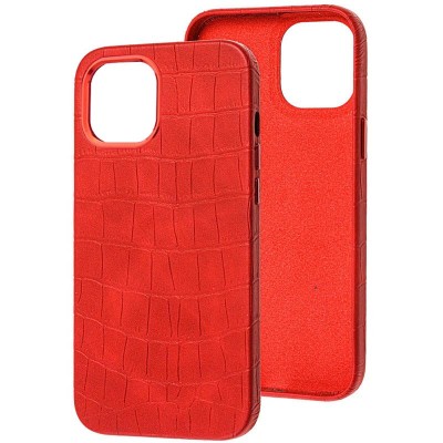 Кожаный чехол Croco Leather для Apple iPhone 14 Plus (6.7") Red - 0