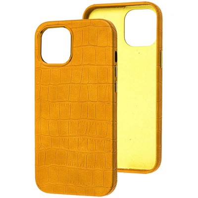 Кожаный чехол Croco Leather для Apple iPhone 14 Plus (6.7") Yellow - 0