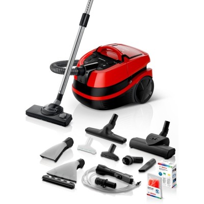 Пылесос Bosch моющий, 2100Вт, мешок-2.5л, вода -5л, НЕРА13, турбощётка, красный (BWD421PET)
