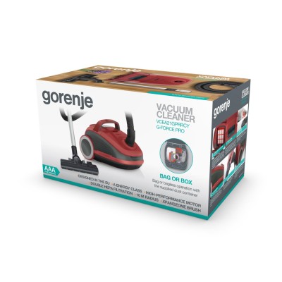 Купити Пылесос Gorenje VCEA21GPRRCY/мешок или контейн/сенсорн упр/ щетка Xpand Zone/телескопич трубка/красный (VCEA21GPRRCY)