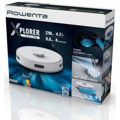 Робот-пылесос Rowenta X-Plorer Serie 75 S, h9.5см, влажная уборка, конт пыль -0.4л, вода -0.3л, автон. раб. 