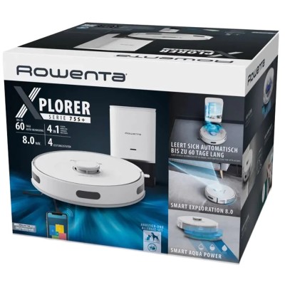 Робот-пылесос Rowenta моющий X-Plorer Serie 75 S+, 2700ПаВт, h9.5см, влажная уборка, мешок-0.3л, конт пыль -0.4л, автон. раб. 