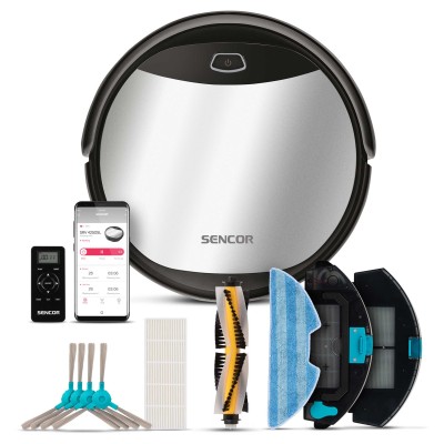 Робот-пылесос Sencor, 140Вт, h7,9см, влажная уборка, конт пыль -0,45л, вода -0,24л, автон. раб. 