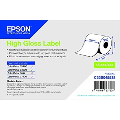 Рулонная бумага Epson High Gloss Label TM-C3500 для печати наклеек (непрерывная) (C33S045538)