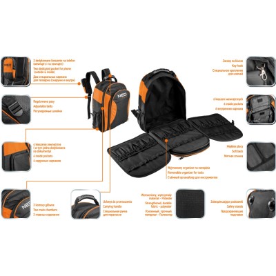 Купити Рюкзак NEO для инструмента с вкладышем, полиэстер 600D (84-307)