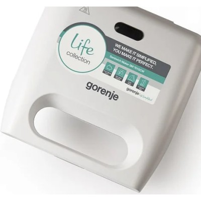 Купити Сендвичмейкер Gorenje 700Вт, алюминий, 1 пластина-гриль, корпус-пластик, белый (SM701GCW)