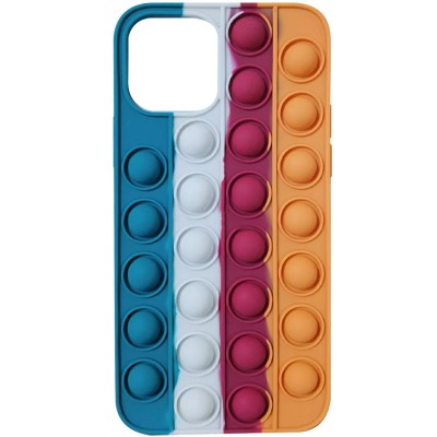 Силиконовый 3D чехол-антистресс Pop it Bubble для Apple iPhone 11 (6.1") Cosmos blue / Orange
