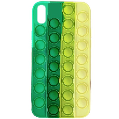 Силиконовый 3D чехол-антистресс Pop it Bubble для Apple iPhone XR (6.1") Spearmint / Yellow