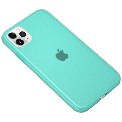 Силиконовый матовый полупрозрачный чехол для Apple iPhone 11 Pro Max (6.5") Голубой / Marine Green