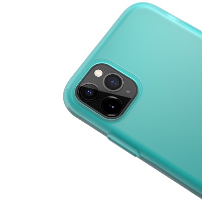 Силиконовый матовый полупрозрачный чехол для Apple iPhone 11 Pro Max (6.5") Голубой / Marine Green