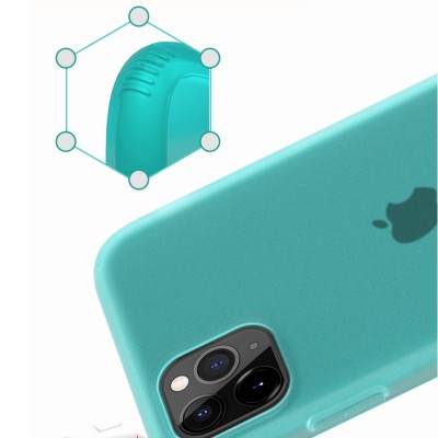 Силиконовый матовый полупрозрачный чехол для Apple iPhone 11 Pro Max (6.5") Голубой / Marine Green