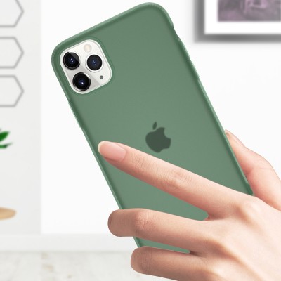 Силиконовый матовый полупрозрачный чехол для Apple iPhone 11 Pro Max (6.5") Зеленый / Pine green