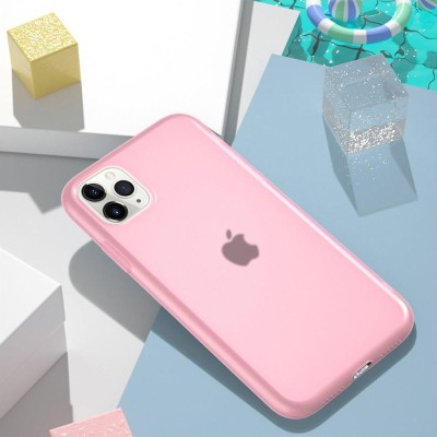 Силиконовый матовый полупрозрачный чехол для Apple iPhone 11 Pro Max (6.5") Розовый / Pink