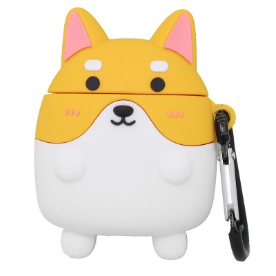 Силиконовый футляр Dogs для наушников AirPods 1/2 Корги / Рыжий