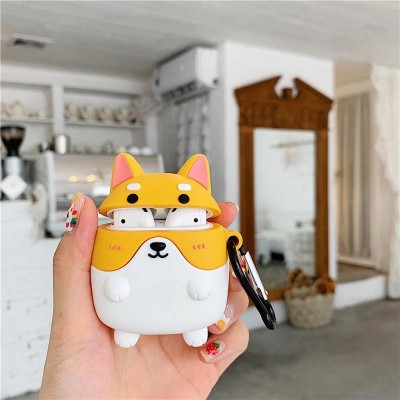 Силиконовый футляр Dogs для наушников AirPods 1/2 Корги / Рыжий
