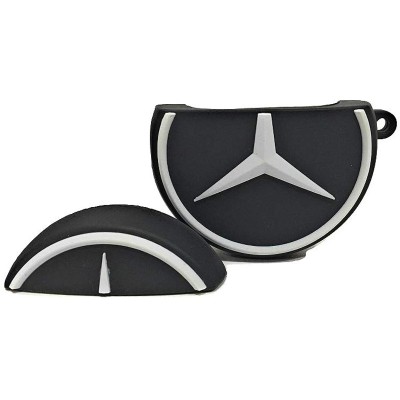 Силиконовый футляр Logo series для наушников AirPods 1/2 + карабин Mercedes / Черный