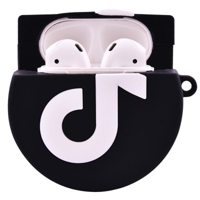 Силиконовый футляр Logo series для наушников AirPods 1/2 + карабин TikTok