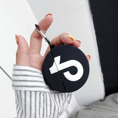 Силиконовый футляр Logo series для наушников AirPods 1/2 + карабин TikTok