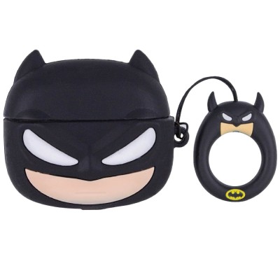 Силиконовый футляр Marvel & DC series для наушников AirPods Pro + кольцо Бетмен / Черный