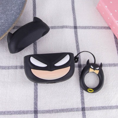 Силиконовый футляр Marvel & DC series для наушников AirPods Pro + кольцо Бетмен / Черный
