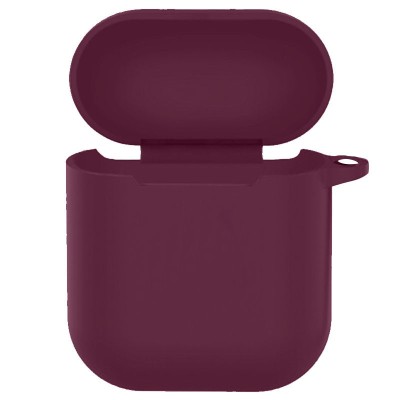 Силиконовый футляр New с карабином для наушников Airpods 1/2 Бордовый / Maroon