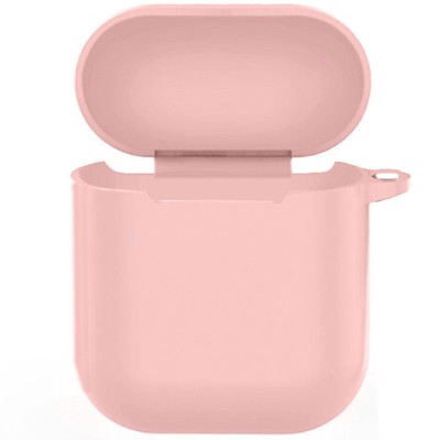 Силиконовый футляр New с карабином для наушников Airpods 1/2 Розовый / Light pink