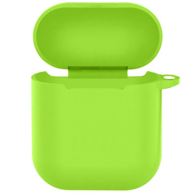 Силиконовый футляр New с карабином для наушников Airpods 1/2 Салатовый / Neon green