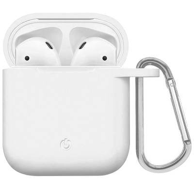 Силиконовый футляр с карабином для наушников AirPods Белый / White