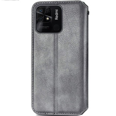 Кожаный чехол книжка GETMAN Cubic (PU) для Xiaomi Redmi 10C Серый - 2