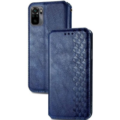 Кожаный чехол книжка GETMAN Cubic (PU) для Xiaomi Redmi Note 10 / Note 10s Синий - 1