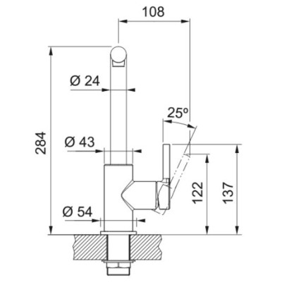 Смеситель для кухни Franke Lina L Shape, дл.излива - 212мм, поворотный, 1 рычаг, черный матовый (115.0693.393)