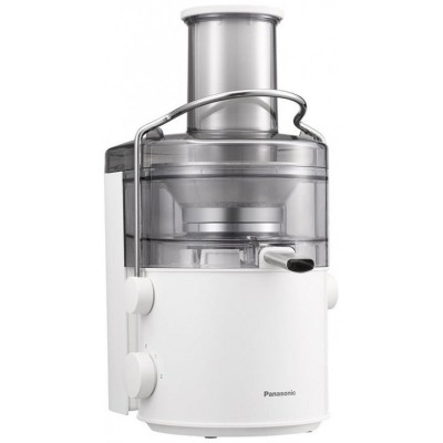 Соковыжималка Panasonic центробежная 1000Вт, чаша-1.5л, жмых-2л, желоб на целое яблоко, пластик/металл, белый (MJ-CB100WTQ)