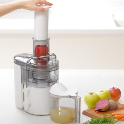 Соковыжималка Panasonic центробежная 1000Вт, чаша-1.5л, жмых-2л, желоб на целое яблоко, пластик/металл, белый (MJ-CB100WTQ)