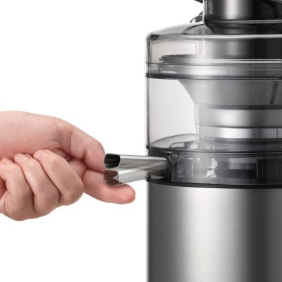 Соковыжималка Panasonic центробежная 1000Вт, чаша-1.5л, жмых-2л, желоб на целое яблоко, пластик/металл, черный (MJ-CB600STQ)