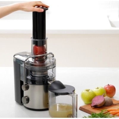 Соковыжималка Panasonic центробежная 1000Вт, чаша-1.5л, жмых-2л, желоб на целое яблоко, пластик/металл, черный (MJ-CB600STQ)