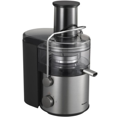 Соковыжималка Panasonic центробежная 1000Вт, чаша-1.5л, жмых-2л, желоб на целое яблоко, пластик/металл, черный (MJ-CB600STQ)