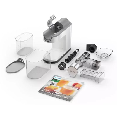 Соковыжималка Philips Avance Collection шнековая 200Вт, чаша-1л, жмых-1л, пластик, белый (HR1945/80)