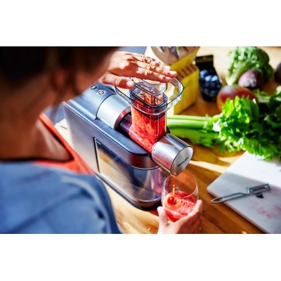 Соковыжималка Philips Avance Collection шнековая 200Вт, чаша-1л, жмых-1л, пластик, белый (HR1945/80)
