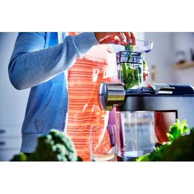 Соковыжималка Philips Avance Collection шнековая 200Вт, чаша-1л, жмых-1л, пластик, белый (HR1945/80)